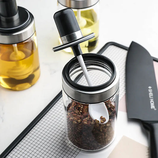 FreshKeep Glass Spice Jar Set