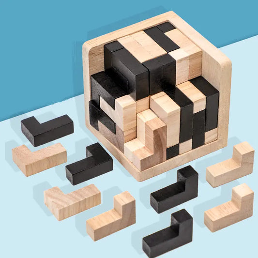3D Wooden Cube Puzzle Toy