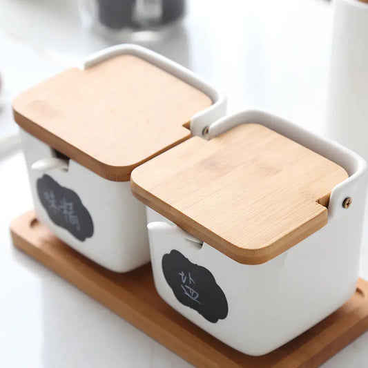 Elegant Ceramic Spice Jar Ensemble