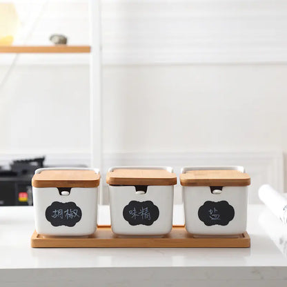 Elegant Ceramic Spice Jar Ensemble