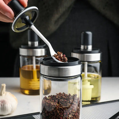 FreshKeep Glass Spice Jar Set